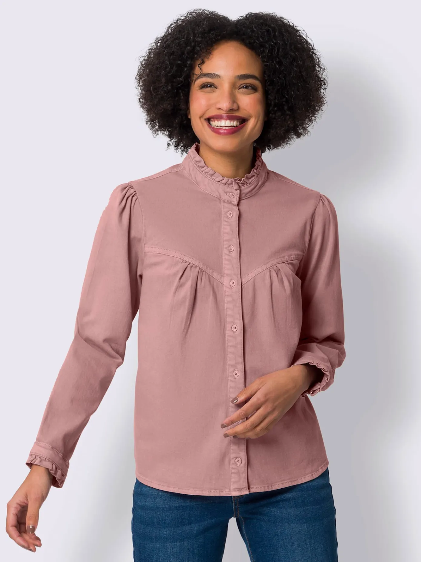 Linea Tesini Chemisiers<Chemisier en jean superbes volants