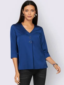 Creation L Chemisiers<Chemisier en satin détails fantaisie décontractés