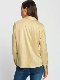 Rick Cardona Chemisiers<Chemisier en satin fines rayures couleur argent