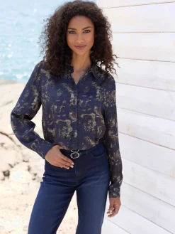 Linea Tesini Chemisiers<Chemisier en satin imprimé aux coloris harmonieux