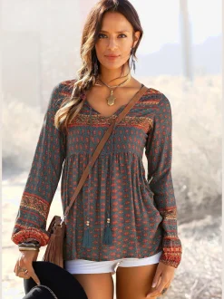 Buffalo Chemisiers<Chemisier encolure ronde fendue et lien à nouer