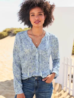 Linea Tesini Chemisiers<Chemisier froissé imprimé aux coloris harmonieux