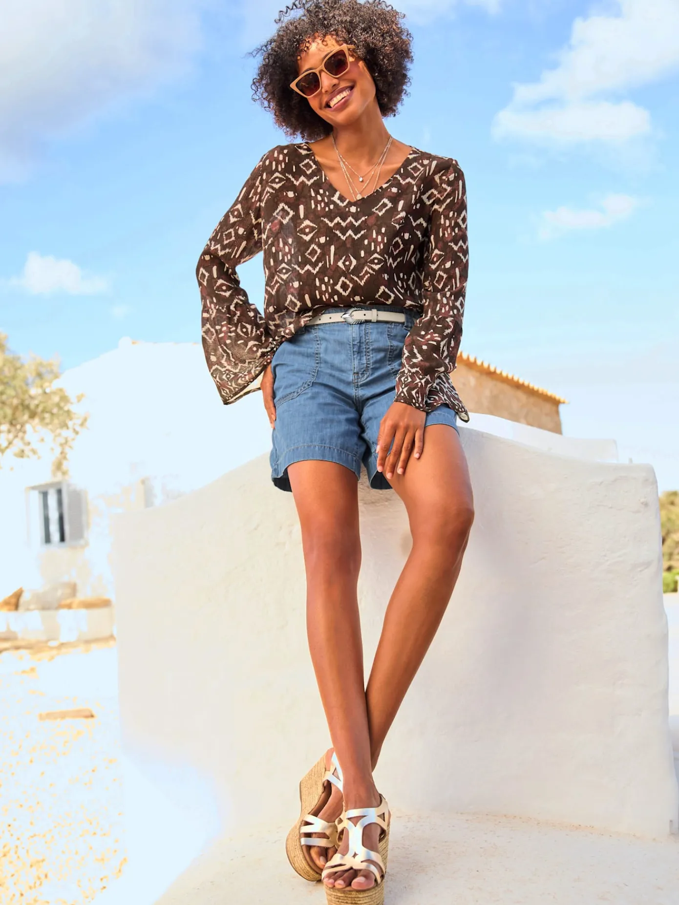 Linea Tesini Chemisiers<Chemisier imprimé ethnique mode