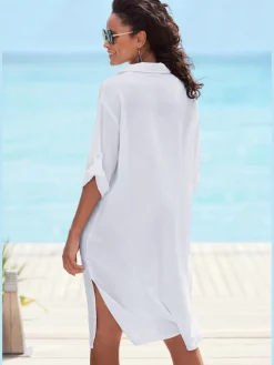 LASCANA Chemisiers<Chemisier long manches 3/4 avec bride et bouton