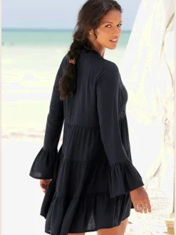 LASCANA Chemisiers<Chemisier long robe caftan courte à encolure en v