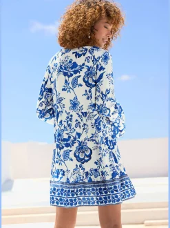 LASCANA Chemisiers<Chemisier long robe caftan courte à encolure en v