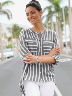 Creation L Chemisiers<Chemisier rayé pure viscose