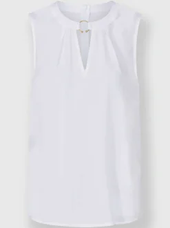 Ashley Brooke Débardeurs|T-Shirts<Chemisier sans manches encolure ronde avec v ouvert et détail fantaisie couleur or