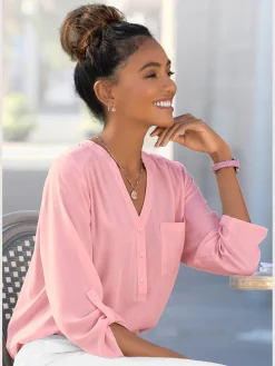 LASCANA Chemisiers<Chemisier sobre avec col v