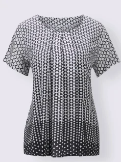 Creation L Chemisiers<Chemisier évasé en viscose motif losange effet dégradé manches courtes