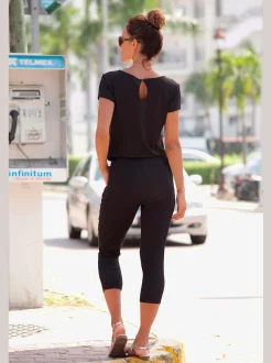 LASCANA Combinaisons|Pantalons<Combinaison 7/8 col v et manches courtes