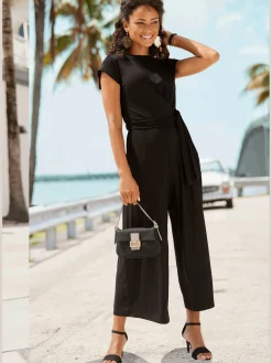 LASCANA Combinaisons|Pantalons<Combinaison pantalon large encolure ronde avec fermeture boutonnée au dos