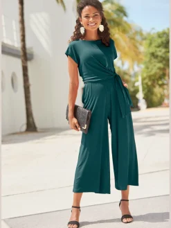 LASCANA Combinaisons|Pantalons<Combinaison pantalon large encolure ronde avec fermeture boutonnée au dos