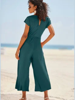 LASCANA Combinaisons|Pantalons<Combinaison pantalon large encolure ronde avec fermeture boutonnée au dos