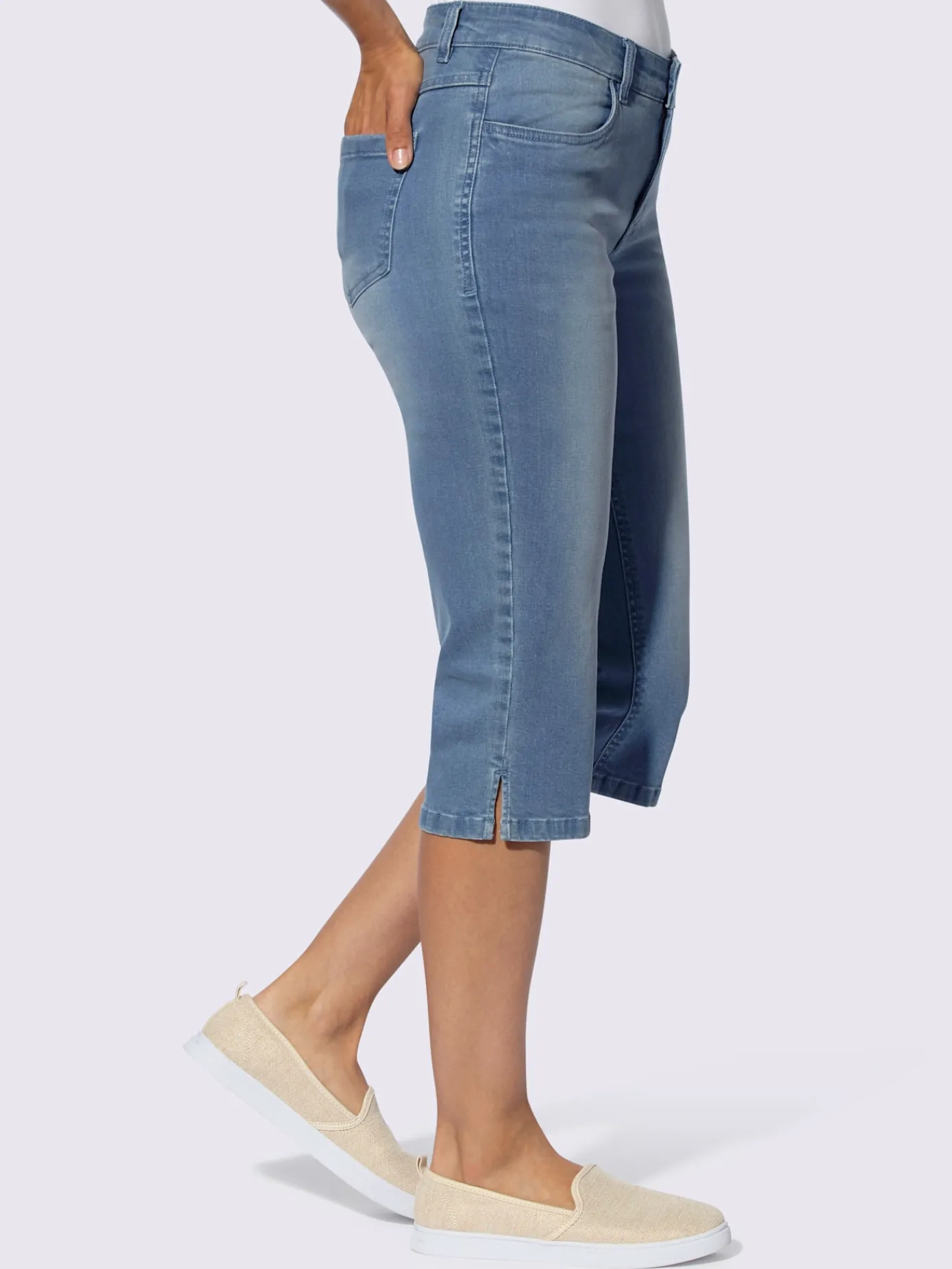 Collection L Pantalons<Corsaire en jean qualité coton