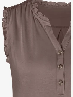 LASCANA Débardeurs<Débardeur à volants bord volanté féminin à l'encolure et aux emmanchures