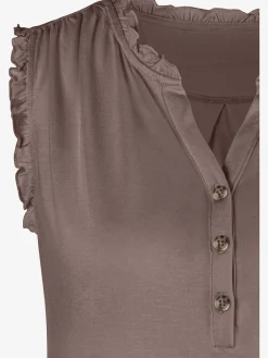 LASCANA Débardeurs<Débardeur à volants bord volanté féminin à l'encolure et aux emmanchures