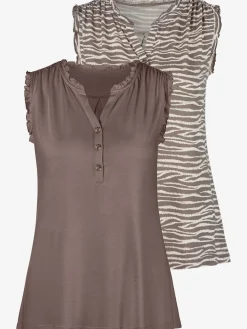 LASCANA Débardeurs<Débardeur à volants bord volanté féminin à l'encolure et aux emmanchures