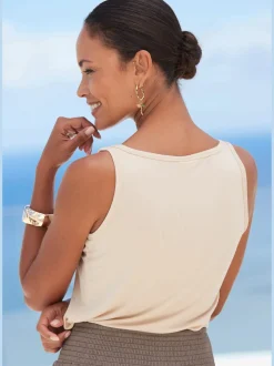 LASCANA T-Shirts|Débardeurs<Débardeur chaînes fantaisie couleur or sur les bretelles