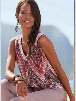 LASCANA T-Shirts|Débardeurs<Débardeur col v plissé