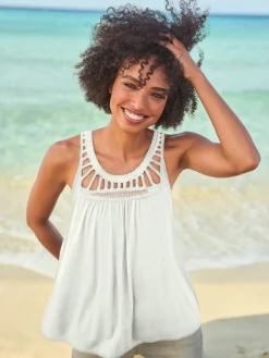 Linea Tesini Débardeurs|T-Shirts<Débardeur dentelle crochetée à l'encolure ronde