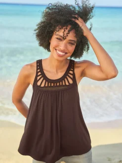 Linea Tesini Débardeurs|T-Shirts<Débardeur dentelle crochetée à l'encolure ronde