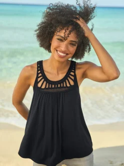 Linea Tesini T-Shirts|Débardeurs<Débardeur dentelle crochetée à l'encolure ronde