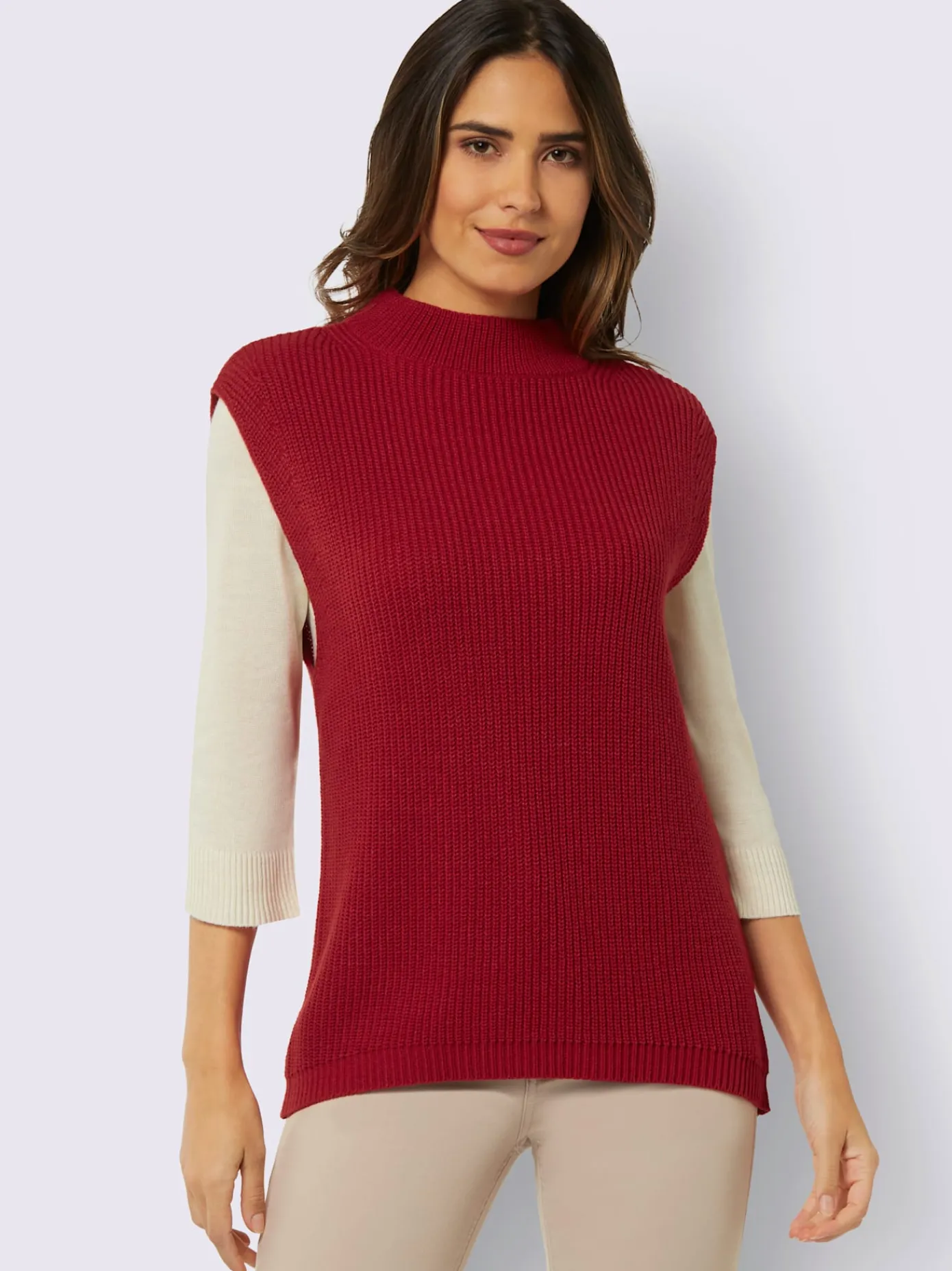 Pulls<Débardeur en tricot 30% laine vierge (mérinos)
