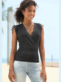 LASCANA Débardeurs<Débardeur en tricot encolure en v aspect superposé