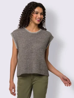 Linea Tesini Pulls<Débardeur en tricot fil moelleux à poils longs