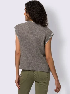 Linea Tesini Pulls<Débardeur en tricot fil moelleux à poils longs