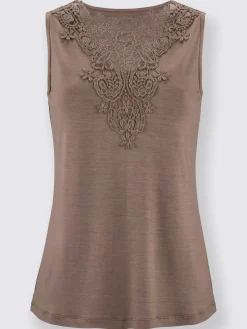 Fair Lady T-Shirts|Tenues De Cérémonie<Débardeur féminin encolure brodée chic