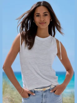 Vivance T-Shirts|Débardeurs<Débardeur fronce réglable avec liens à nouer pour régler la largeur des bretelles