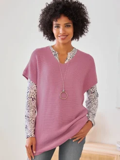 Linea Tesini Pulls<Débardeur long mailles à l'envers tendance