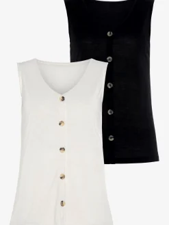 LASCANA Débardeurs|T-Shirts<Débardeur patte de boutonnage décorative avec boutons imitation corne