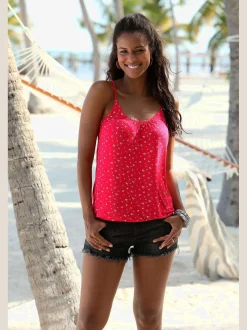 LASCANA T-Shirts<Débardeur spaghetti encolure froncée