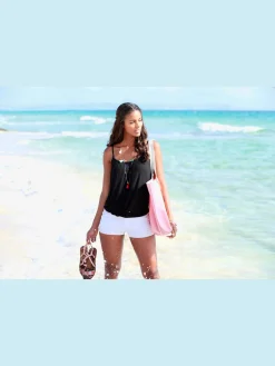 LASCANA T-Shirts<Débardeur spaghetti superbe motif plissé à l'encolure