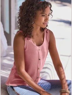 LASCANA T-Shirts|Débardeurs<Debardeur patte de boutonnage décorative tendance avec boutons imitation corne