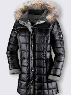 Collection L Vestes<Doudoune brillante col à revers capuche imitation fourrure