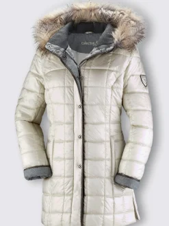 Collection L Vestes<Doudoune brillante col à revers capuche imitation fourrure