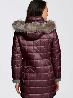 Collection L Vestes<Doudoune brillante col à revers capuche imitation fourrure