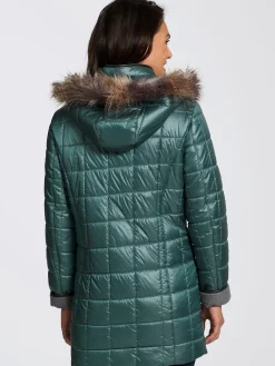 Collection L Vestes<Doudoune brillante col à revers capuche imitation fourrure