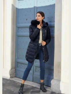 Rick Cardona Vestes<Doudoune imitation fourrure amovible sur capuche amovible