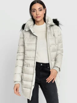 Rick Cardona Vestes<Doudoune imitation fourrure amovible sur capuche amovible