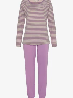 Vivance Dreams Pyjamas<Ensemble pyjama avec rayures en fils teintés et broderie sur la poitrine