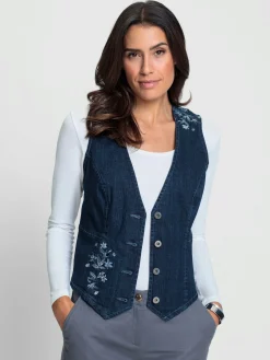 Vestes<Gilet en jean 99% coton