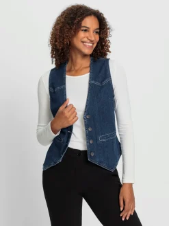 Collection L Vestes<Gilet en jean qualité coton doux sur la peau