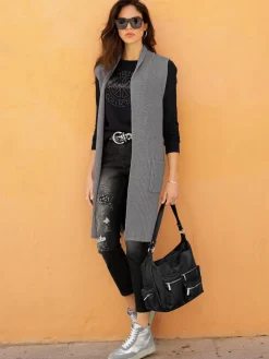 Mandarin Gilets Et Cardigans<Gilet en tricot 50% viscose