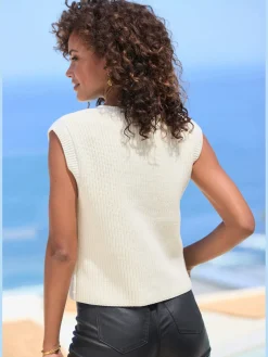 LASCANA Gilets Et Cardigans<Gilet en tricot boutons fonctionnels dorés