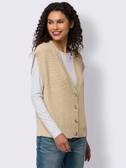 Linea Tesini Gilets Et Cardigans<Gilet en tricot fil brillant couleur or